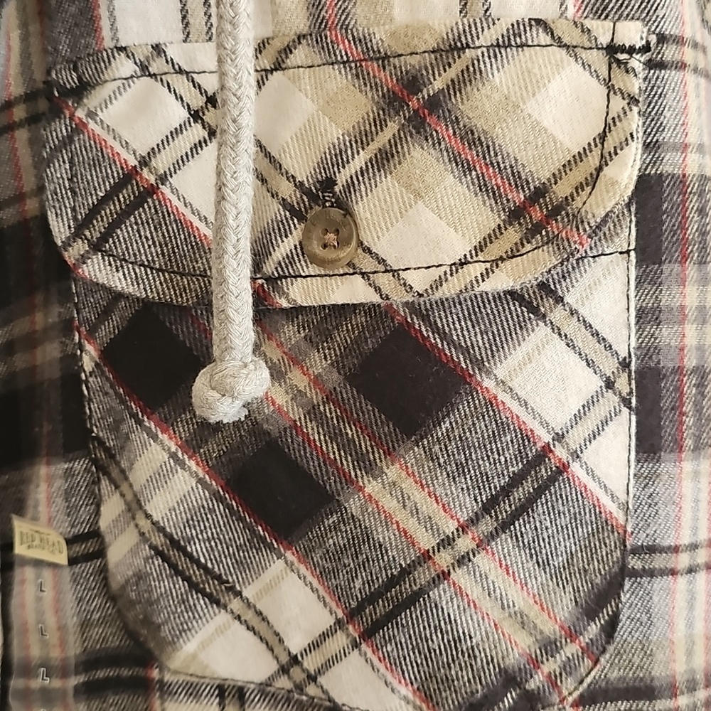 RedHead Men’s Plaid Hooded Shirt Jacket - Black & Cream - Picture 4 of 10